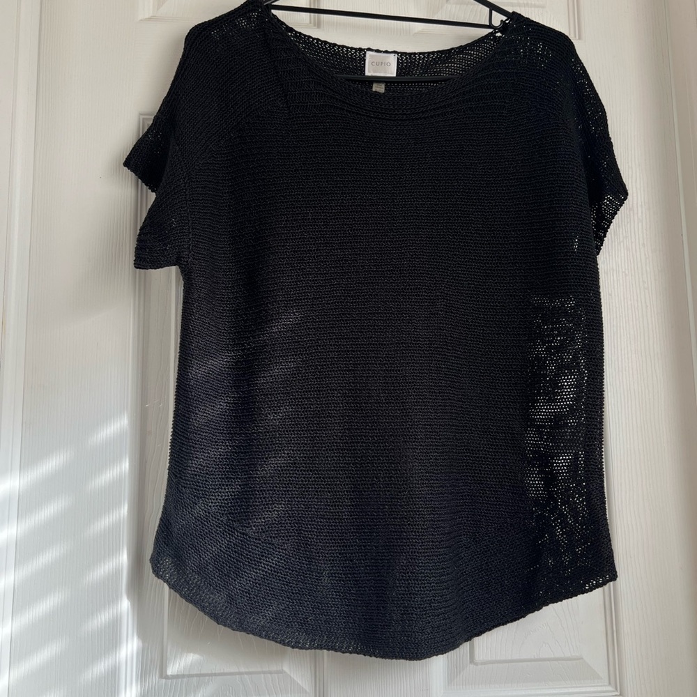 Cupio Black Boxy Short Sleeve Sweater